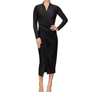 Rachel Roy Elegant Black Wrap Design Dress